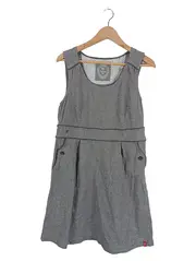 Vorschaubild 1 von EDC Freizeitkleid Damen Grau Gestreift Midikleid Gr. 40/L Baumwolle