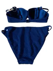 Vorschaubild 2 von Bikini Damen Größe 75A Blau Fischgrätenmuster Bügel-BH Set