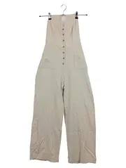 Vorschaubild 1 von Damen Jumpsuit Beige Gr. 34 XS Leinen Viskose Knopfleiste Casual