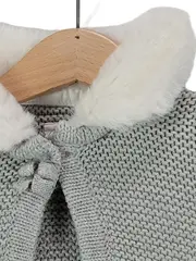 Vorschaubild 3 von Baby Strickjacke Mädchen Gr. 74 (6-12M) Grau Fellkragen Baumwolle