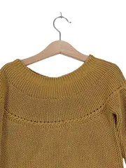 Vorschaubild 3 von Kinder Pullover Strickmuster Lochmuster Gelb Gr. 104 Baumwolle