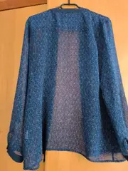 Vorschaubild 2 von Damen Bluse Gr. 40/L Blau Transparent Langarm Knopfleiste