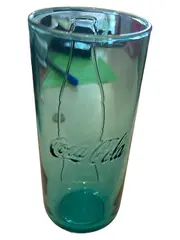 Vorschaubild 1 von Trinkglas Türkis Retro Glasbecher Logo Schriftzug 15cm