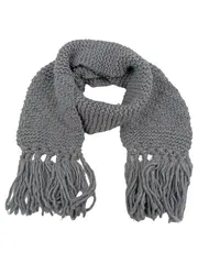Vorschaubild 1 von Damen Schal Grau Wolle Casual Strickschal Fransen 23x180 cm
