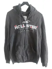 Vorschaubild 1 von Kapuzenpullover Herren S Grau Casual Logo-Print Reißverschluss