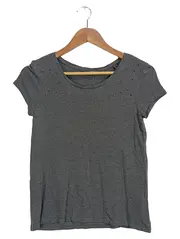 Vorschaubild 1 von Damen T-Shirt Grau XL Casual Strass Cut-Outs