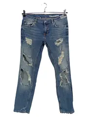 Vorschaubild 1 von Damen Jeans Gr. 36 W28 Blau Destroyed Relaxed Fit