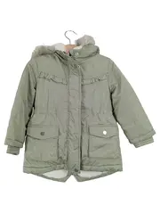 Vorschaubild 1 von Mädchen Winterjacke Gr. 92 Parka Kunstpelz Kapuze Grün