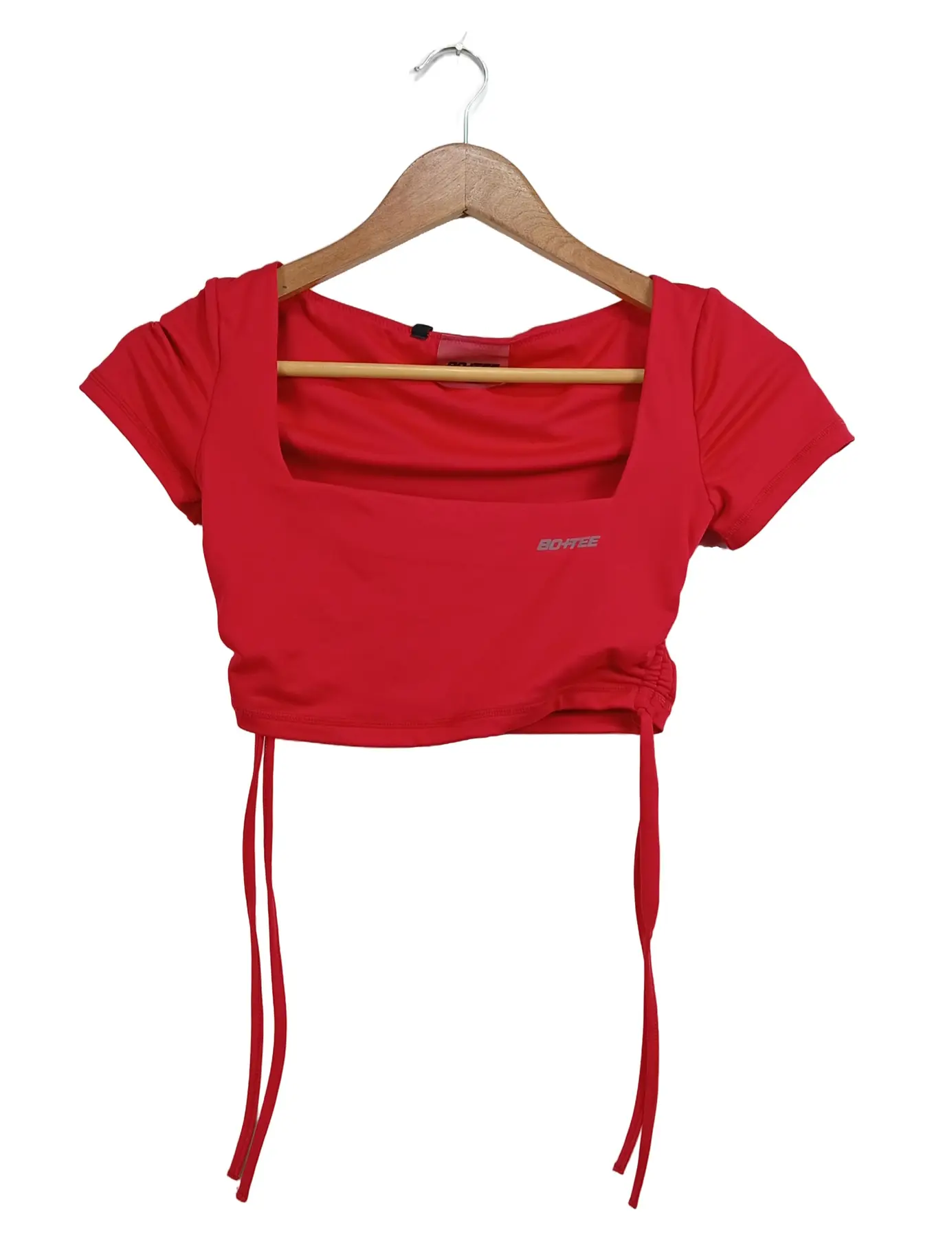 BO+TEE Damen Sport Crop Top Shirt Rot Gr. 32/XXS