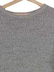 Vorschaubild 2 von Damen Pullover Gr. 38/M Grau Casual Strick Metallic-Look