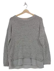 Vorschaubild 1 von Damen Pullover Gr. 38/M Grau Casual Strick Metallic-Look