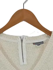 Vorschaubild 3 von Damen Pullover Gr. 44 XXL Beige Casual V-Ausschnitt Reißverschluss