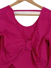 Vorschaubild 2 von Basic Damen Bluse XS Pink Fledermausärmel Schleife Baumwolle