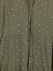 Vorschaubild 2 von Damen Tunikakleid Gr. XS Oliv Gepunktet Boho Langarm Viskose