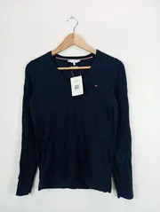 Vorschaubild 2 von Damen Langarmshirt V-Ausschnitt Blau XS Casual