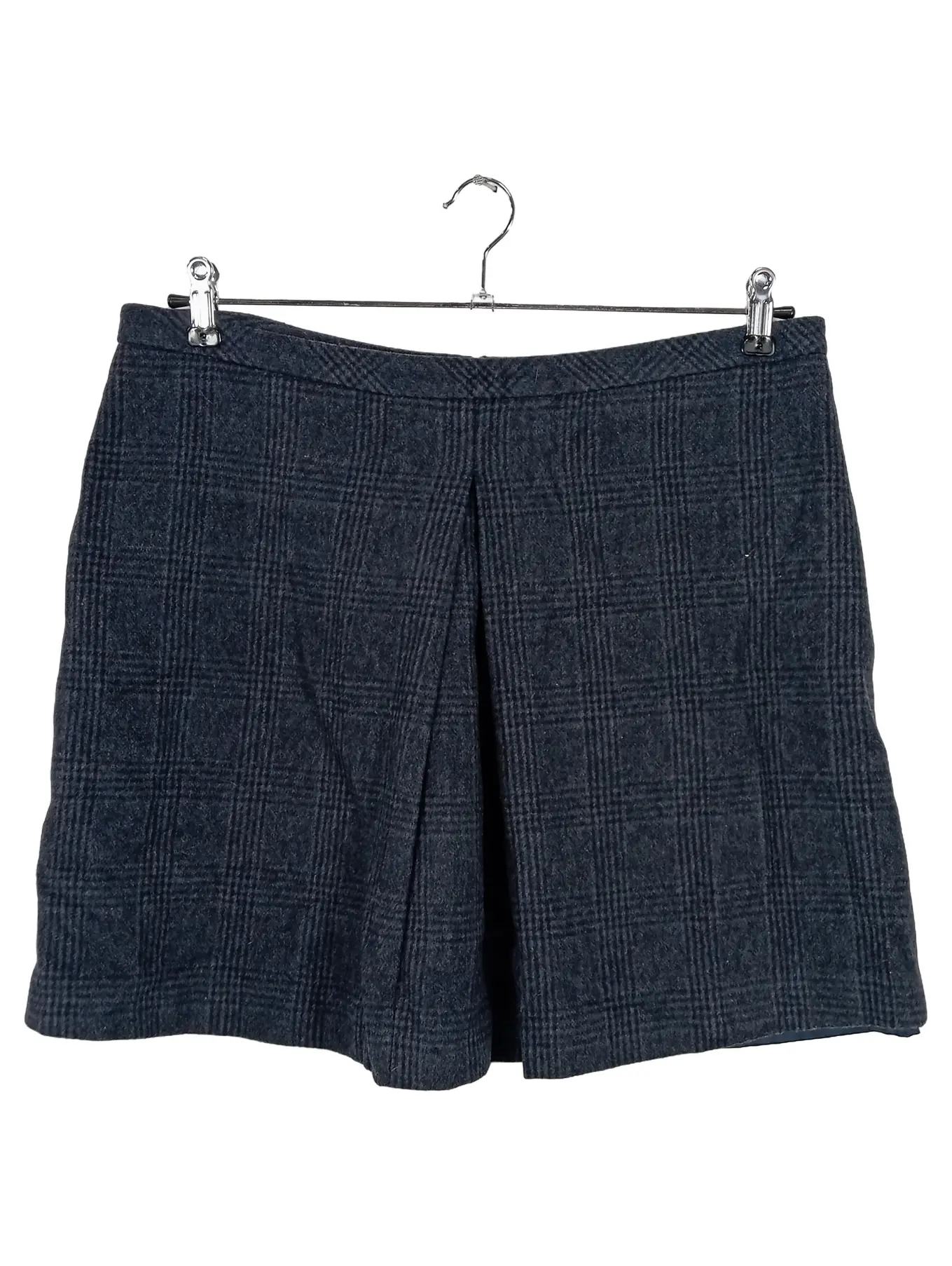 ESPRIT Faltenrock Damen Gr. 44 Grau Kariert Wolle Klassisch Business