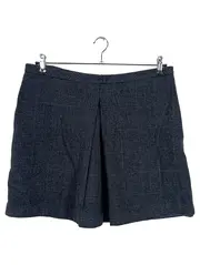 Vorschaubild 1 von Faltenrock Damen Gr. 44 Grau Kariert Wolle Klassisch Business