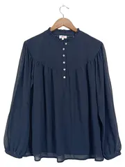 Vorschaubild 1 von Hemdbluse Damen Blau Langarm Rüschen Gr. 38 M Alltag