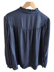 Vorschaubild 2 von Hemdbluse Damen Blau Langarm Rüschen Gr. 38 M Alltag