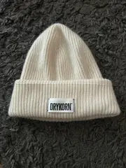 Vorschaubild 2 von Beanie Mütze Damen Beige Uni Rippstrick Logo Casual