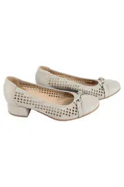 Vorschaubild 1 von Pumps Damen Gr. 37 Beige Elegant Klassisch Lochmuster Blockabsatz