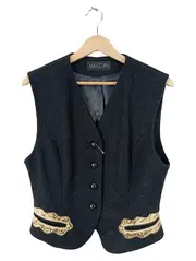 Vorschaubild 1 von Damen Anzugweste Grau Gr. 38 M Wolle Alpaka Animal-Print