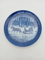 Vorschaubild 1 von Sammelteller Jingle Bells 1984 Blau Winter Schlitten 18cm