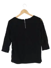 Vorschaubild 2 von Damen Bluse Lochmuster Schwarz Gr. 38/M 3/4-Arm Elegant