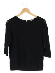 Vorschaubild 1 von Damen Bluse Lochmuster Schwarz Gr. 38/M 3/4-Arm Elegant