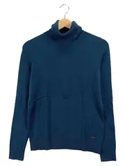 Vorschaubild 1 von Rollkragenpullover Damen Gr. 36 S Petrol Blau Basic Strick