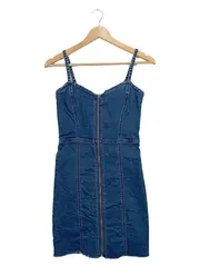 Vorschaubild 1 von Damen Jeanskleid Gr. 36 Blau mit Reißverschluss Casual Minikleid