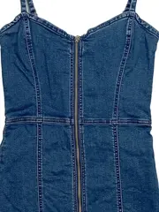 Vorschaubild 3 von Damen Jeanskleid Gr. 36 Blau mit Reißverschluss Casual Minikleid