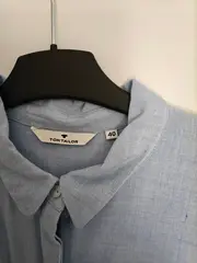 Vorschaubild 3 von Damen Hemdbluse Blau Gr. 42/XL Langarm Baumwolle Casual Uni