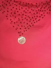 Vorschaubild 2 von Damen Top 46/3XL Rot Casual Strassbesatz