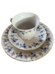 Vorschaubild 1 von Kaffeeservice Royal China Porzellan Blumenmuster Weiß Gold