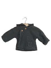 Vorschaubild 1 von Mini Baby Kapuzenjacke Gr. 62 Grau Fleece Holzknöpfe Herbst Winter