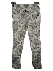 Vorschaubild 1 von Damen Stoffhose Gr. 34 Blumenmuster Weiß Grau Floral Skinny
