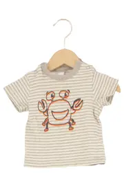 Vorschaubild 1 von Kinder Sweatshirt Gr. 62 Grau Gestreift Krabbe Niedlich Maritim