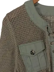 Vorschaubild 3 von Damen Strickpullover Oliv Gr. 38/M Casual Lochmuster