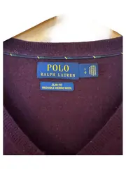 Vorschaubild 2 von Herren Pullover V-Ausschnitt Merino Wolle Gr. L Bordeaux