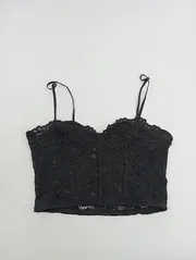 Vorschaubild 2 von Bustier Blumenmuster Spitze Träger Schwarz Gr. M Damen