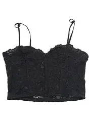 Vorschaubild 1 von Bustier Blumenmuster Spitze Träger Schwarz Gr. M Damen