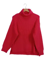 Vorschaubild 1 von Damen Rollkragen Pullover Gr. S Pink Strick Oversized
