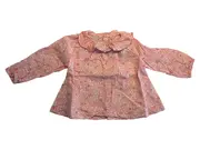 Vorschaubild 1 von Mädchen Bluse Gr. 74 Rosa Langarm Rüschen Blumenmuster Feminin
