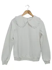 Vorschaubild 1 von Damen Pullover 36/S Weiß Rüschenkragen Vintage Sweatshirt