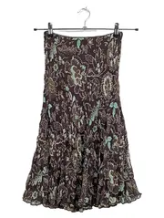 Vorschaubild 1 von Damen Faltenrock Gr. 34 Braun Blumenmuster Bohemian Midirock