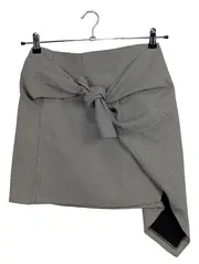 Vorschaubild 1 von Damen Wickelrock S 36 Modisch Kariert Schwarz Weiß Minirock