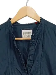 Vorschaubild 2 von Damen Bluse Kurzarm Gr. 38 Petrol Rüschen Baumwolle Casual