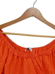 Vorschaubild 3 von Damen Bluse Langarm Rüschen Stickerei Orange Gr. 38/M Baumwolle