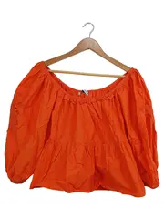 Vorschaubild 1 von Damen Bluse Langarm Rüschen Stickerei Orange Gr. 38/M Baumwolle